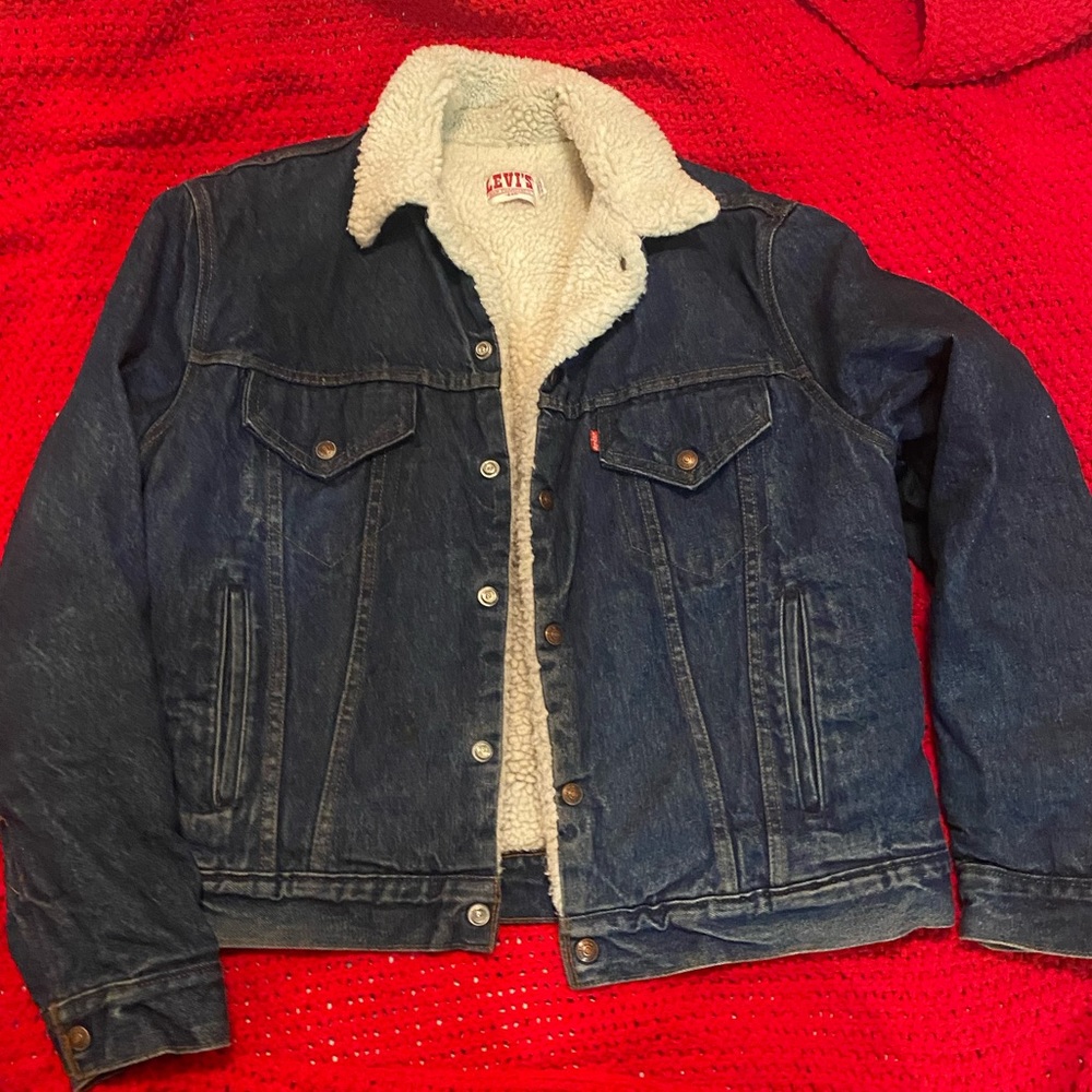 Levis Sherpa Lined USA Made San Francisco 80's Vintage Jean Jacket Med Wash